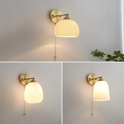 Nordic Copper-colored Wall Lamp Japanese-style Artistic Background Wall Decorative Light