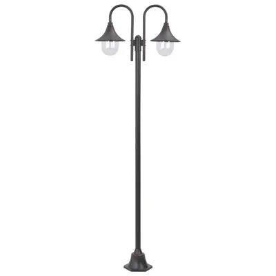   Garden Bollard Light E27 220 cm 2-Lantern Bronze