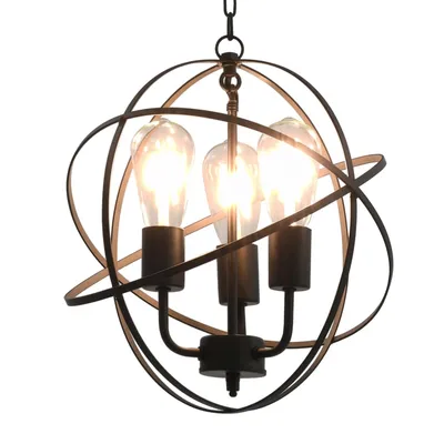   Pendant Lamp Black Sphere 3 x E27 Socket