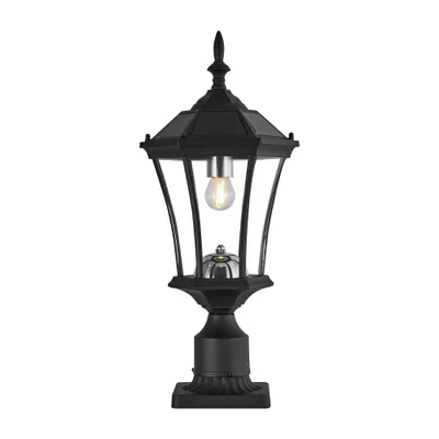 Solar Post Lights Outdoor, Dusk to Dawn Outdoor Post Lights with Pier Mount Base, Black Solar Lamp Posts Light Fixture, Waterproof Light Posts for Outside Yard Garden Patio, 1 Pack