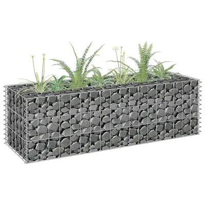   Gabion Raised Bed, Galvanized, 90×30×30 cm