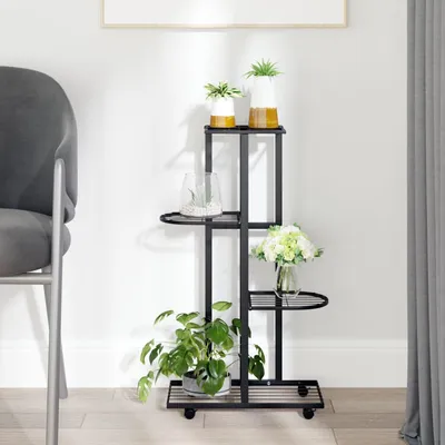   4-Tier Flower Stand with Wheels, 44x Iron