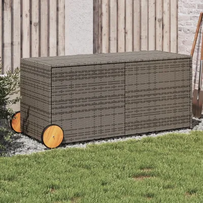   Garden Chest with Wheels 283L Poly Rattan  