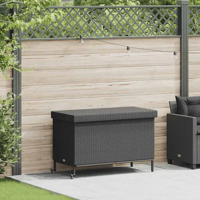   Garden Chest with Wheels 110x Poly Rattan  