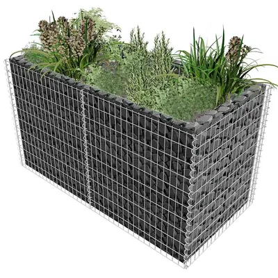   Gabion Raised Bed Steel 180×90×100 cm Silver