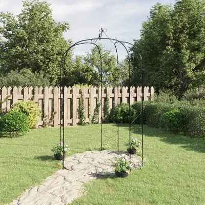   Garden Arch Black Ø180x255 cm Steel