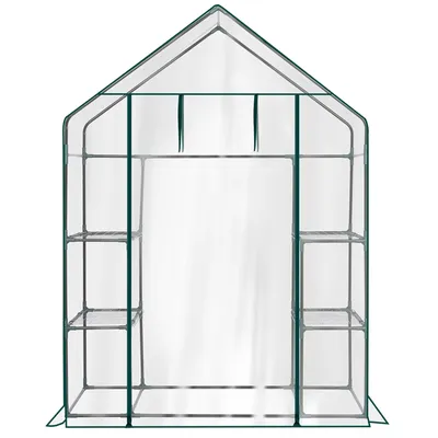 Mini Walk-in Greenhouse With PVC Cover, 4-Shelf Indoor Outdoor Plant Gardening Green House For Garden Backyard, 56inch X 29inch X 77inch, Transparent