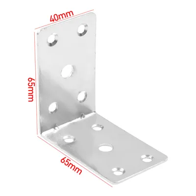 50PCS Angle Bracket Heavy Duty L Corner Braces Plates For Wood Steel 65x65x40mm