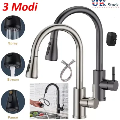 360 Kitchen Sink Mixer Taps Pull Out Spout Spray Single Lever Modern Mono Tap