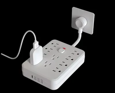10AC Outlets With 5-ft Woven Material Wire, 3USB, 1 USB-C Fast-Charging  Power Strip Surge Protector Provides Overload Protection