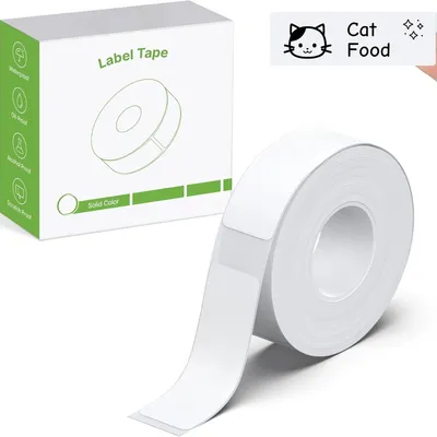 Genuine Label Maker Tape Standard Laminated Thermal Label Tape Replacement, For Home Office Labels Roll White