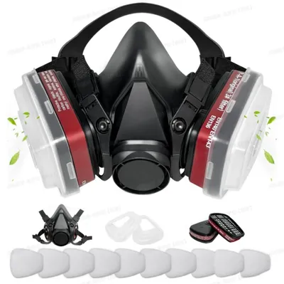 6001 Half-face Respirator, Gas Mask, Dust Mask, Painting Mask With Replaceable Filter