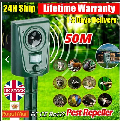 Battery Ultrasonic Garden Deterrent Repeller Animal Bird Cat Scarer Pest Fox Dog