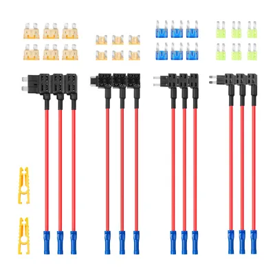 12V Car Add-a-Circuit Fuse Tap 24 Pcs Mini ATO ATC ATM Blade Fuse Holder