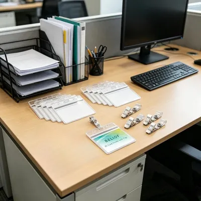 100-Piece Metal Label Clip And Card Holder Set, 100 X 86 Mm Standard Size For ID Cards, Employee Badges, And Access Cards – Ideal For The Office, Conferences, Events, And Training Sessions