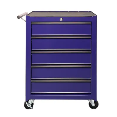 Rolling Metal Tool Chest with 5 Drawers, 20" 5-Drawer Tool Chest Cabinet with Ball Bearing Drawer Slides, Steel Tool Storage Box Organizer -PURPLE