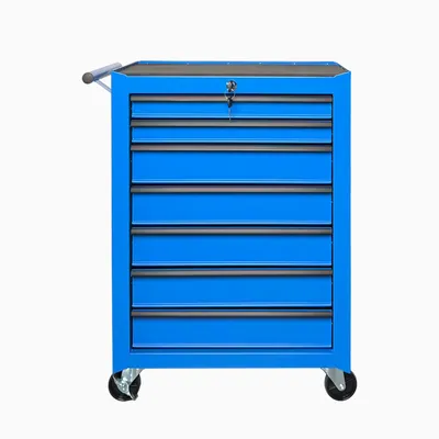 Rolling Metal Tool Chest with 7 Drawers, 20" 7-Drawer Tool Chest Cabinet with Ball Bearing Drawer Slides, Steel Tool Storage Box Organizer  -BLUE