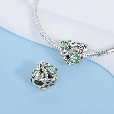 DIY Silver-Plated Pendant Charming Heart Lucky Bracelet Beaded Necklace