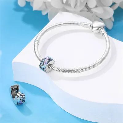Silver-plated Colorful Zircon Accent Bead DIY Bracelet Charm
