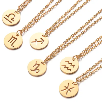 12 Constellation Golden Hollow Female Clavicle Chain