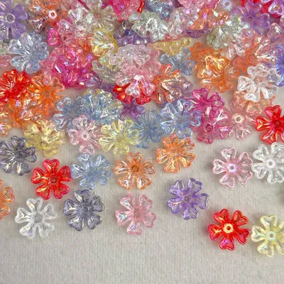 5-Petal Acrylic Flower Beads, Love Heart Center, Translucent Candy Color Spacer Beads For DIY Jewelry Making, Hairpins, Earrings, Pendants & Ancient Style Craft.