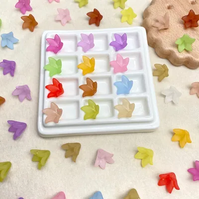 3D Matte Acrylic Lily Flower Buds, Translucent Frosted Petal Charms For DIY Hair Accessories, Earrings & Craft Jewelry Supplies.
