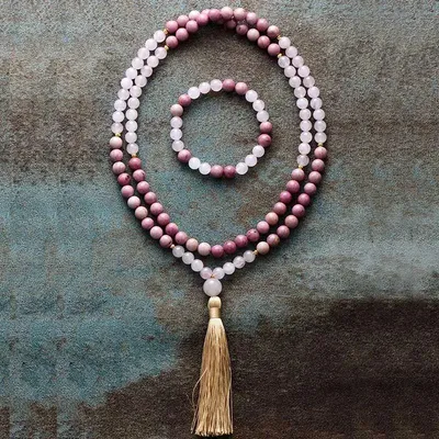 108 Beads Malas 8MM Natural Stones Healing Crystal Tassel Sp