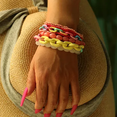 10-pack Elastic Beaded Acrylic Bracelet
