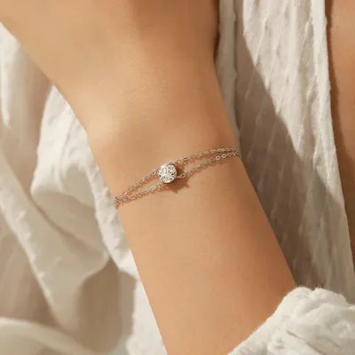1 Karat Moissanite S925 Sterling Silver Double-layer Bracelet