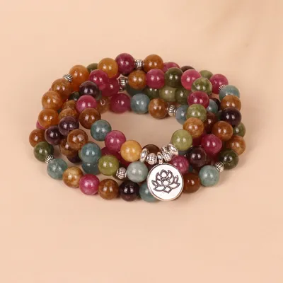 108 Beads String Lotus Hanging Multi-layer Bracelet