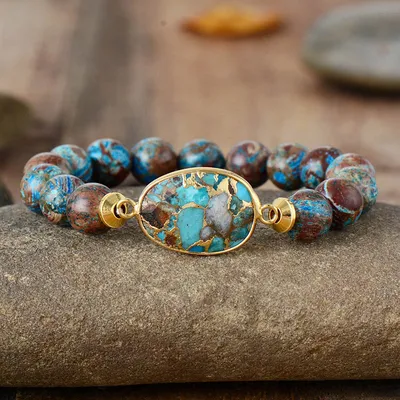 10mm Cross-border Elastic Bracelet With Natural Stones