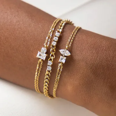Double-diamond Double-layer Chain Bracelet
