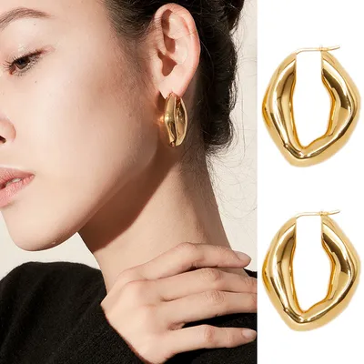  New Style Brass Plating 18K Gold Shaped Earrings Ladies Simple Fashion Qingdao Foreign Trade Jewelry Wholesale