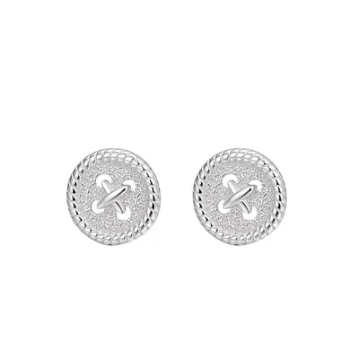 1 Pair 999 Pure Silver Round Button Earrings, Minimalist Elegant Style, Perfect For Daily & Parties