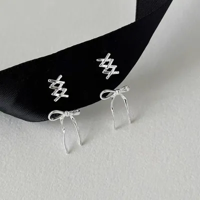 1 Pair 999 Sterling Silver Cross & Bow Convertible Stud Earrings, Fresh & Versatile, Perfect For Daily, Dating & Gifting, Ideal Valentine's Gift