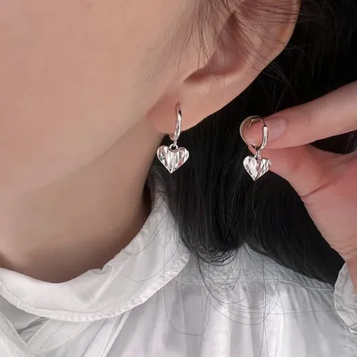 1 Pair 999 Sterling Silver Faceted Sparkly Heart Hoop Earrings, Minimalist & Elegant, Perfect For Daily, Dating & Gifting, Ideal Valentine's Gift