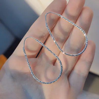 1 Pair 999 Sterling Silver Geometric Hoop Earrings, Minimalist Style, Perfect For Daily Wear And Valentine's Gift