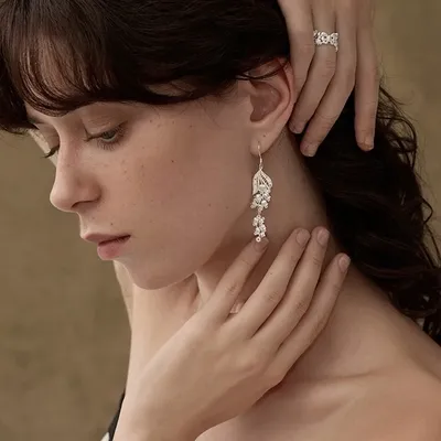 1 Pair 999 Sterling Silver Long Hollow Leaf Tassel Earrings, Elegant Luxurious Style, Perfect For Weddings & Valentine's Gifts