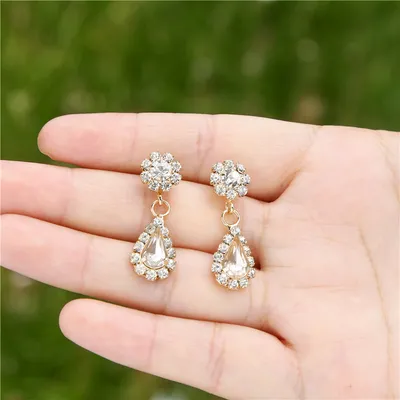  Nieuwe Luxe Goud Kleur Water Drop Dangle Oorbellen