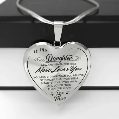  To My Daughter Love Mom Heart Epoxy Necklace Inspirational Jewelry