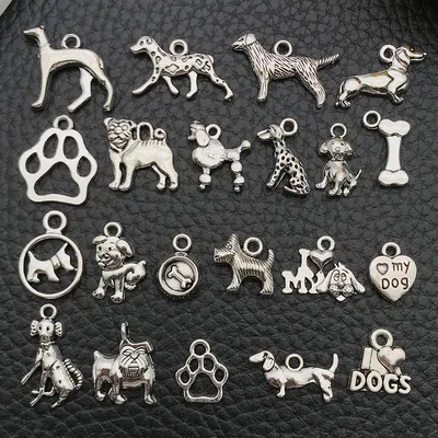 1 Antique Silver Alloy Animal Dog Series Pendant