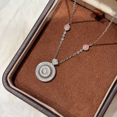 1 Piece 999 Sterling Silver Pink Shell Compass Pendant Necklace, Retro & Elegant, Perfect For Daily, Dating & Gifting, Ideal Valentine's Gift