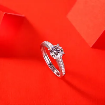 1 Karat S925 Silver Ring Moissanite Doting Ring Trendy Simple Silver Ring Holder Ornament Inlaid