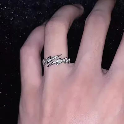 1 Piece Fashion Niche Lightning Open Ring For Men, Party Accessory, Daily Wear, Trendy Jewelry, Retro Design, Durable Rhodium-Plated Metal, Bold Accessory, Avant-Garde Shape, Ideal Gift For Style-Cons