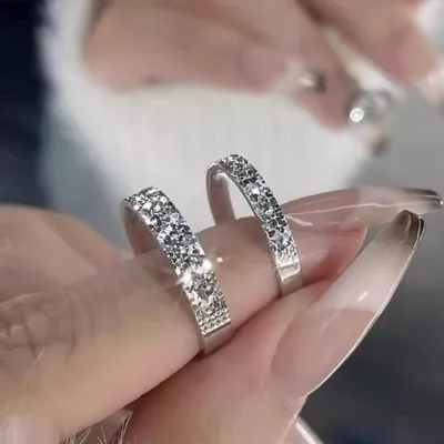 1 Pair 999 Sterling Silver Crushed Ice Hammered Couple Rings, Minimalist Shiny Style, For Daily Wear & Valentine's Gifts