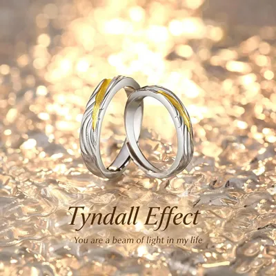 1 Pair 999 Sterling Silver Tyndall Effect Two-Tone Couple Rings, Adjustable Promise Rings, Ideal Valentine's Day Gift For Lovers