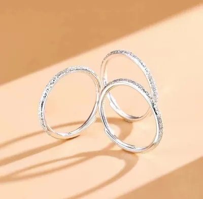 1 Pair 999 Sterling Silver Crushed Ice Textured Couple Rings, Minimalist Sparkly Style, For Daily Wear & Valentine's Gifts