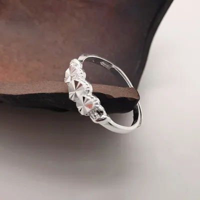 1 Pc 999 Sterling Silver Heart-Shaped Starburst Couple Rings, Polished Elegant Style, For Daily Wear & Valentine's Gifts