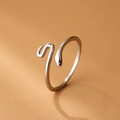1 Piece 999 Sterling Silver Minimalist Snake Open Ring, Polished Smooth Style, For Daily Wear & Casual Gifting