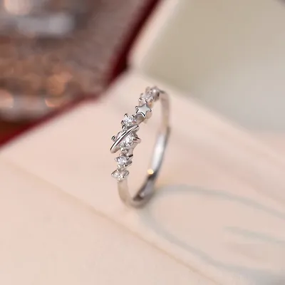 1 Piece 999 Sterling Silver Saturn & Star CZ Ring, Delicate Celestial Style, For Daily Wear & Valentine's Gifts